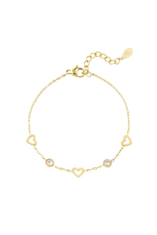 Armband met hart en diamant bedels