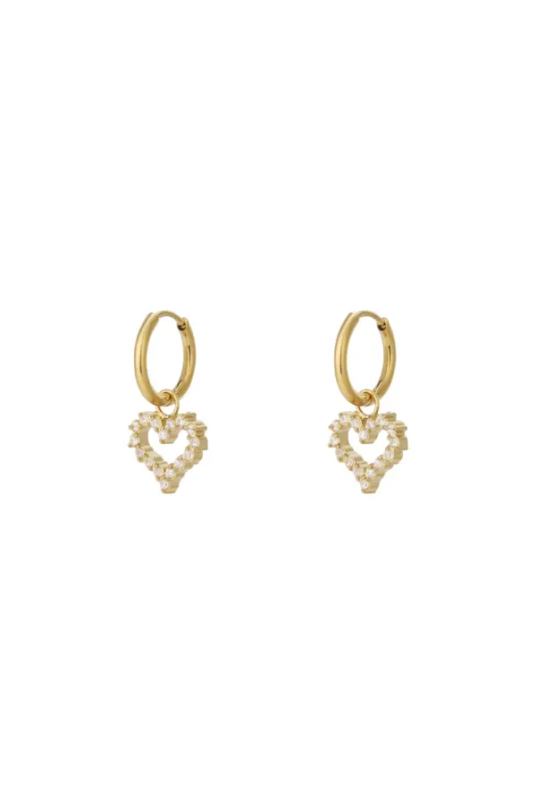 Oorbel hart hangers met strass-steentjes