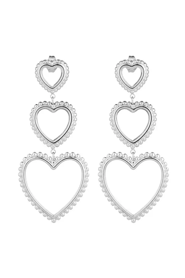 Oorbellen 3 keer sierlijk hart - zilver