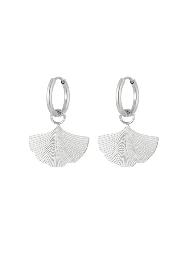 Oorbellen met bedel blad - zilver