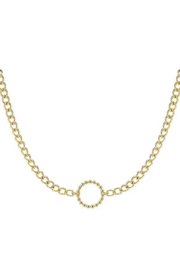 Schakelketting met cirkel - goud stainless steel