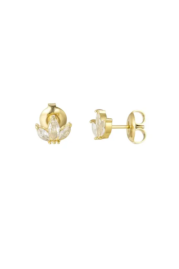 Studs met drie diamanten - goud